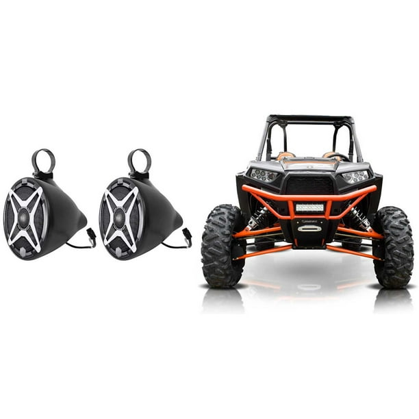 SSV WP-A6 6.5 Waterproof Speakers+White Grilles for Polaris RZR//ATV//UTV//Jeep